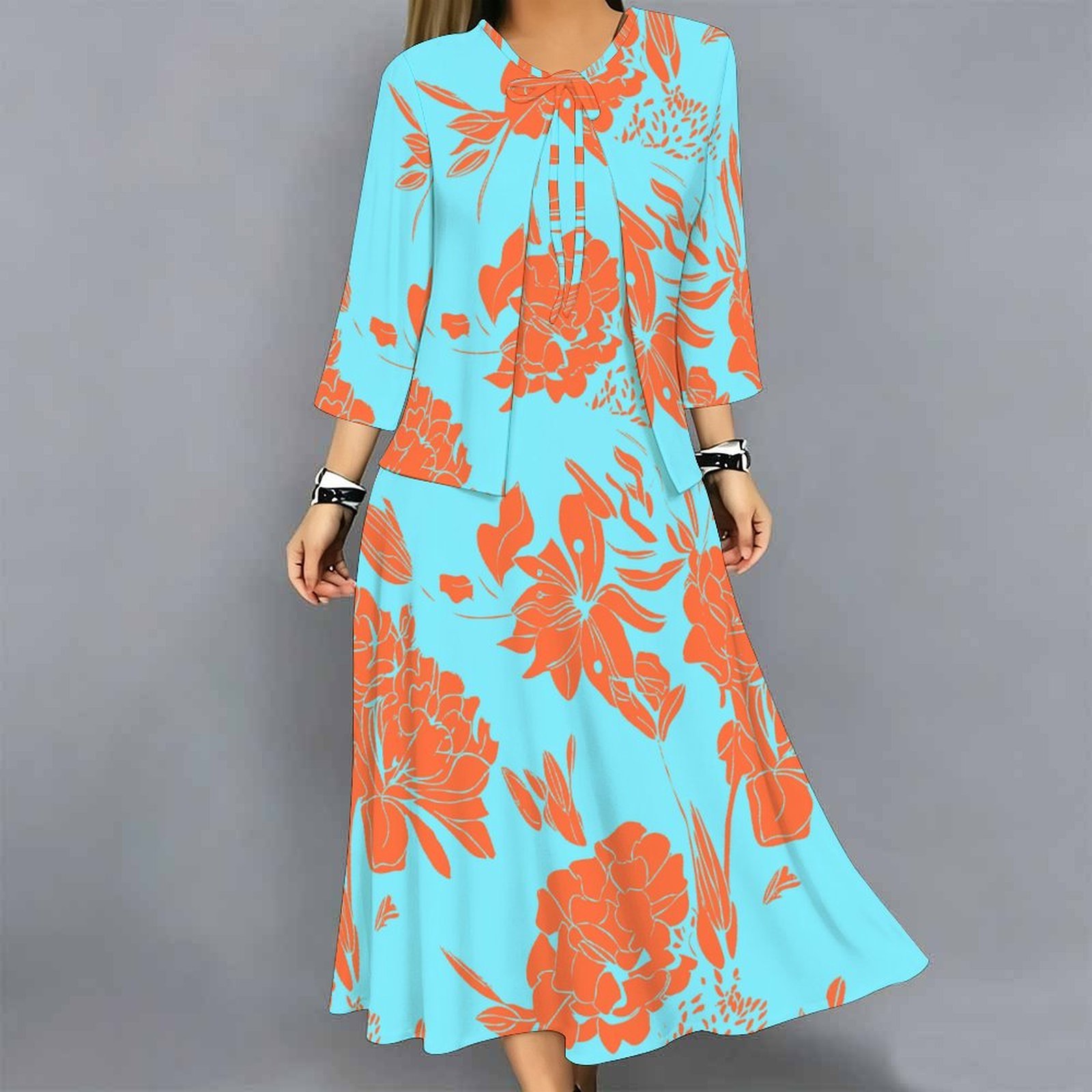 Midi Skirt Floral - Conjunto de Vestido Feminino de 2