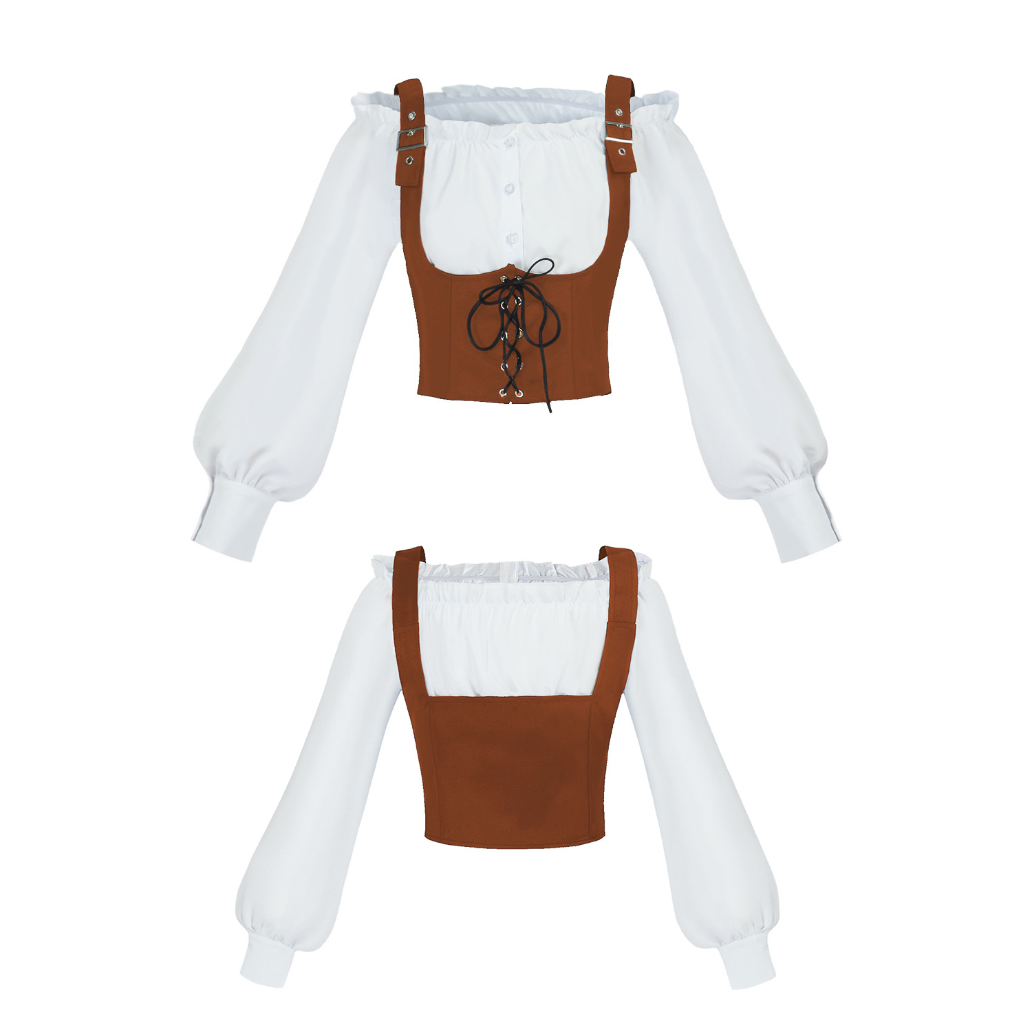 Blouse Off Shoulder - Conjunto de fantasia de duas peças,