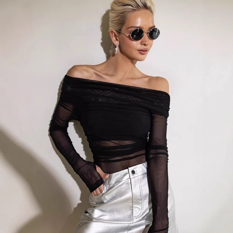 Blusa Feminina Transparente de - Blouse Off Shoulder avaliação e preço