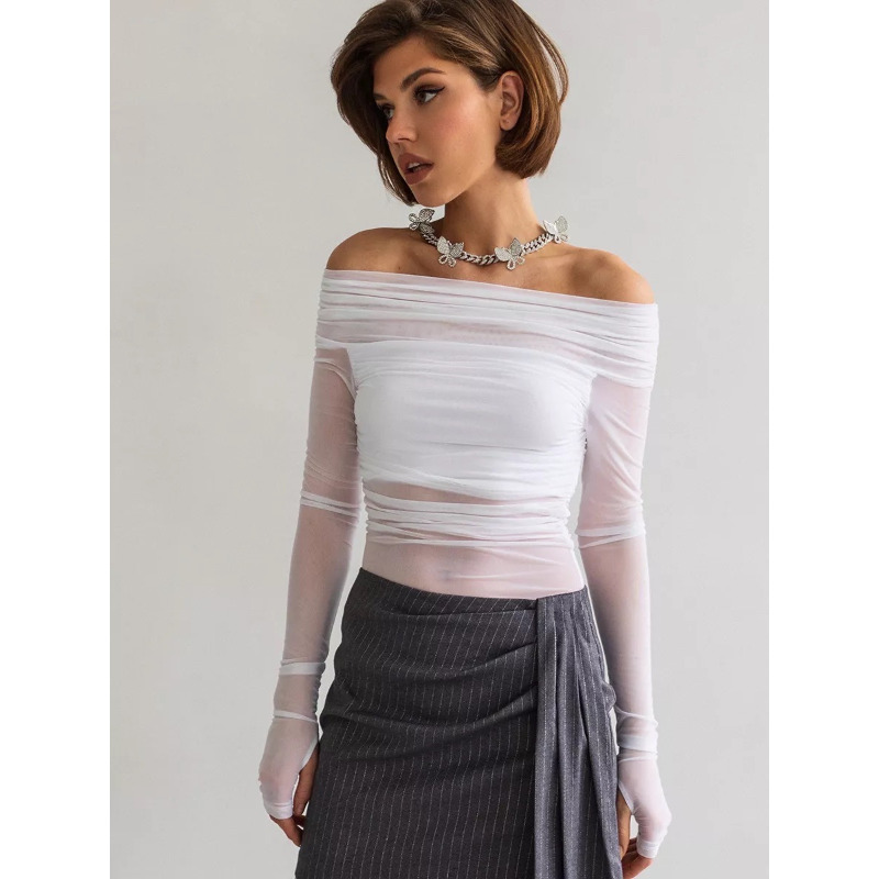 Blusa Feminina Transparente de - Blouse Off Shoulder avaliação e preço