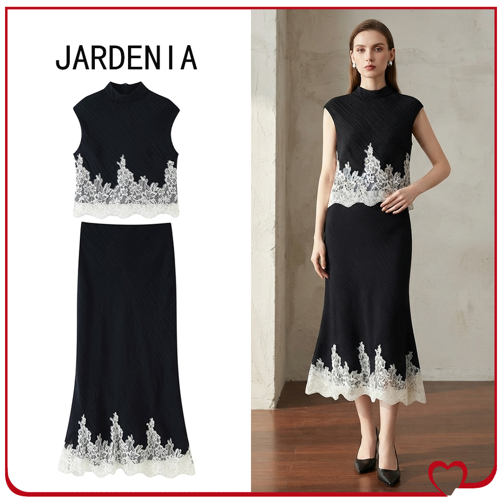 Conjuntos Elegantes de Renda e - Midi Skirt Floral avaliação e preço