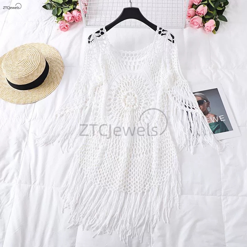 Mulheres verão crochê bikini c - Cover Up Kaftan avaliação e preço